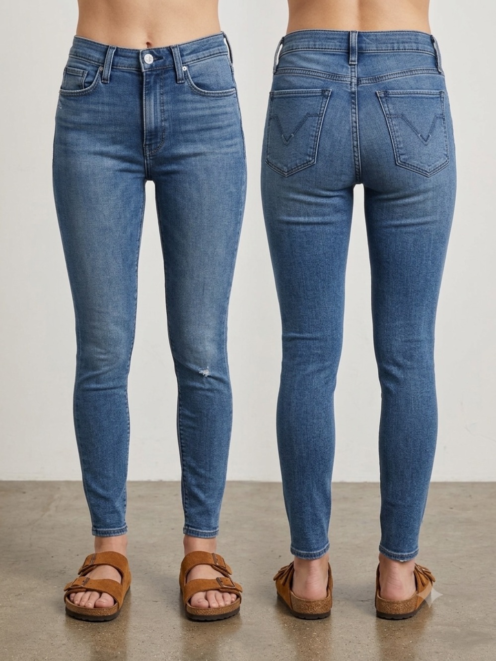 Hudson Jeans Barbara High Rise Super Skinny Medium Wash Distressed Size 25